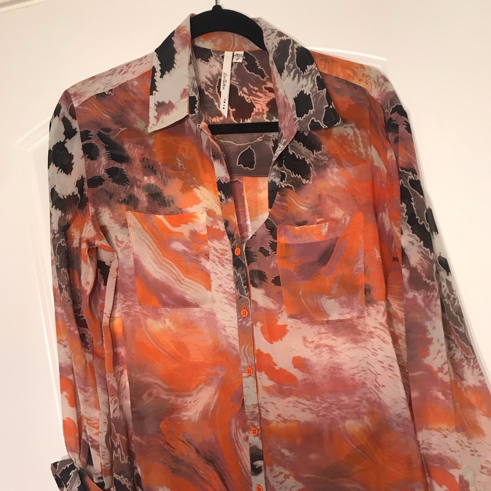 Nordstroms Printed Chiffon Long-Sleeve | Size M